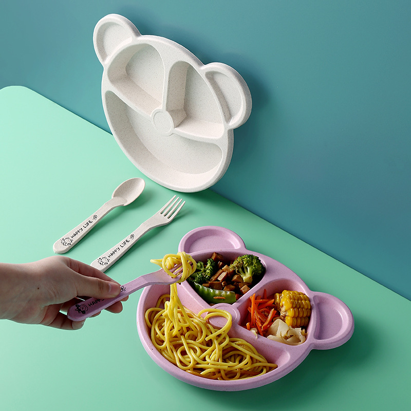 3pcs/Set Wheat Straw Children' - đánh giá và giá Baby Food Menu